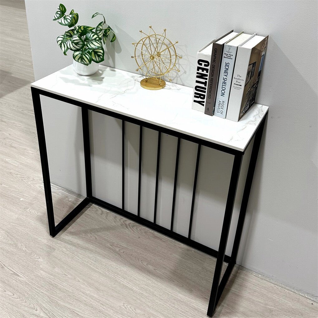 Siena White &amp; Black Sintered Stone Console Table 80cm – product view 4