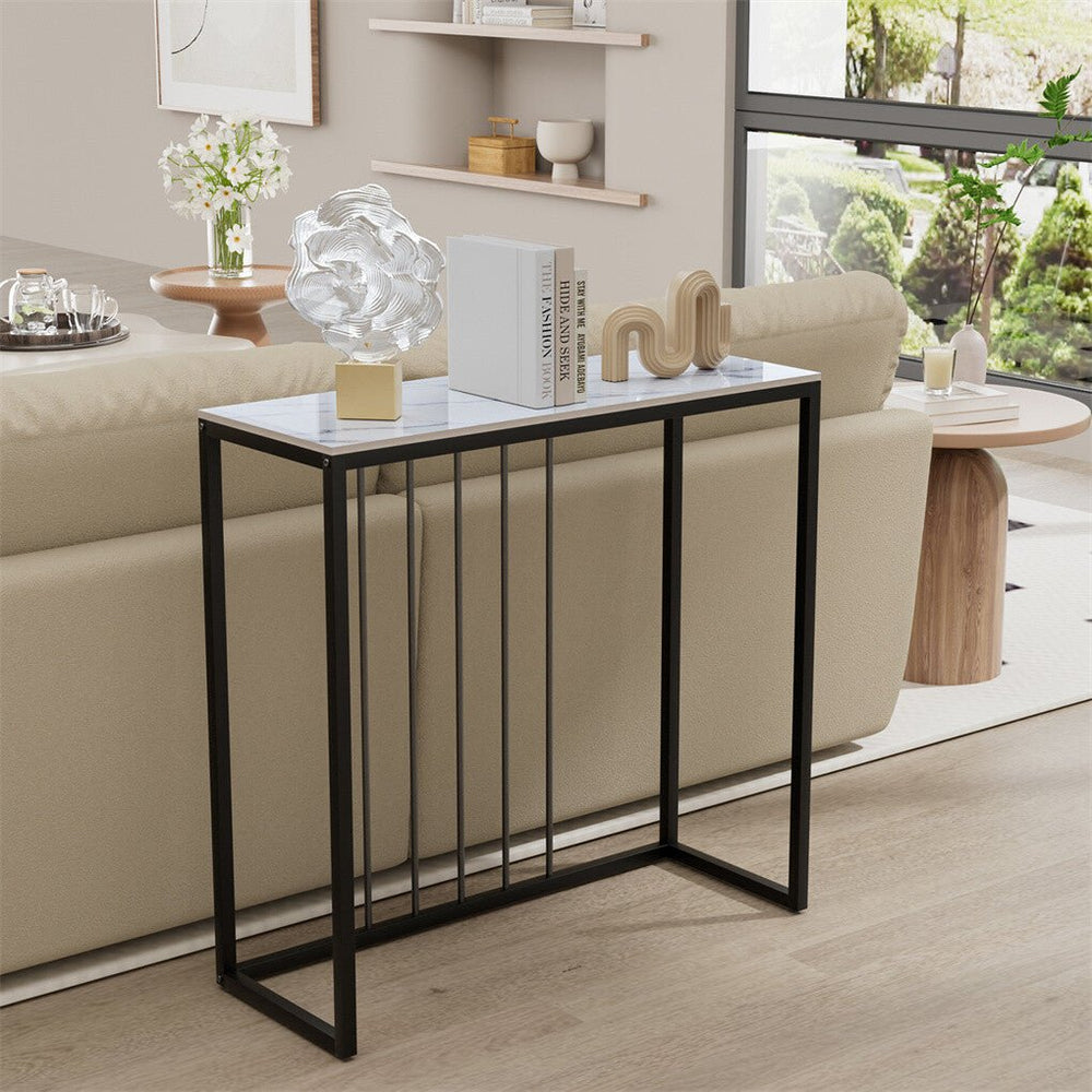 Siena White & Black Sintered Stone Console Table 80cm – product view 2