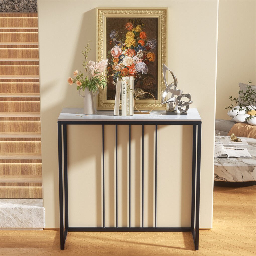 Siena White & Black Sintered Stone Console Table 80cm