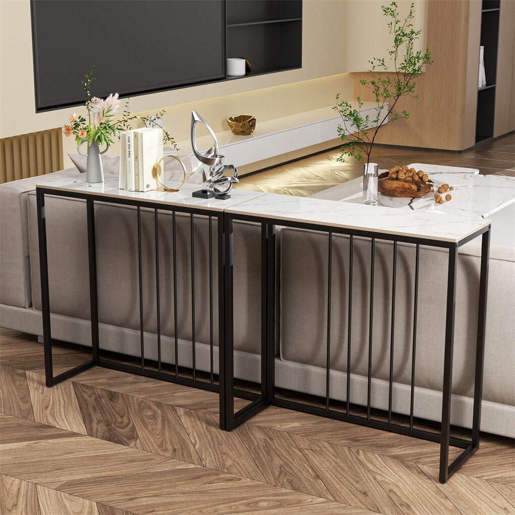 Siena White &amp; Black Sintered Stone Console Table 80cm – product view 6