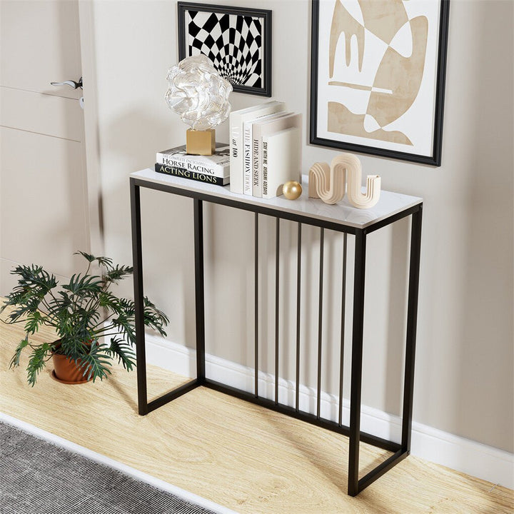 Siena White &amp; Black Sintered Stone Console Table 80cm – product view 7
