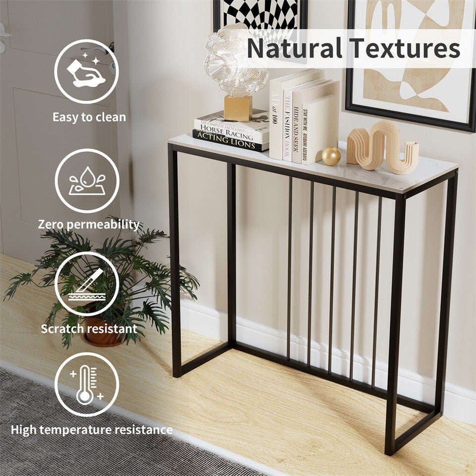 Siena White &amp; Black Sintered Stone Console Table 80cm – product view 8