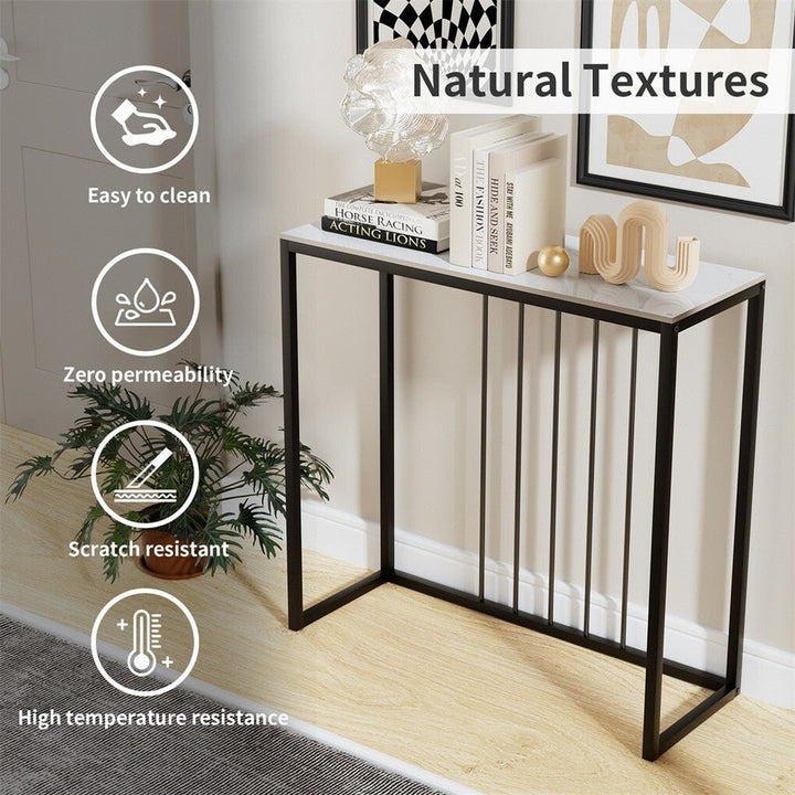 Siena White &amp; Black Sintered Stone Console Table 80cm – product view 8