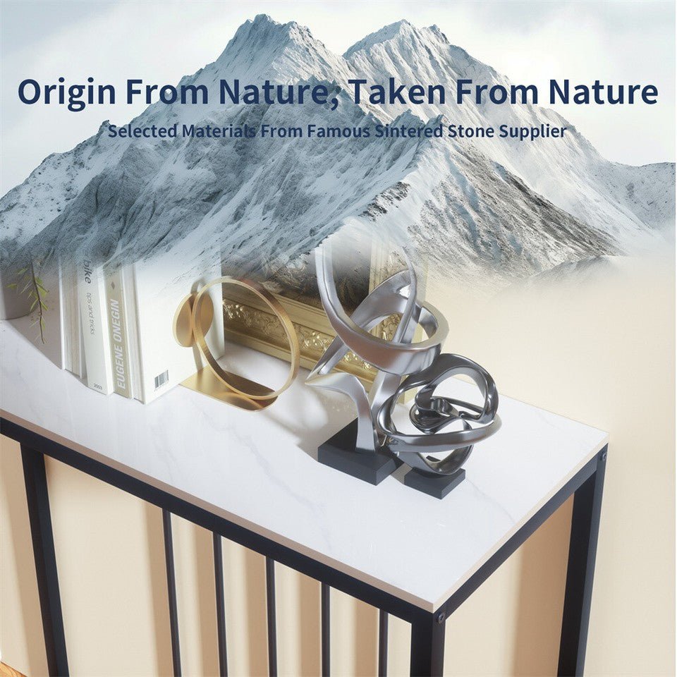 Siena White &amp; Black Sintered Stone Console Table 80cm – product view 9