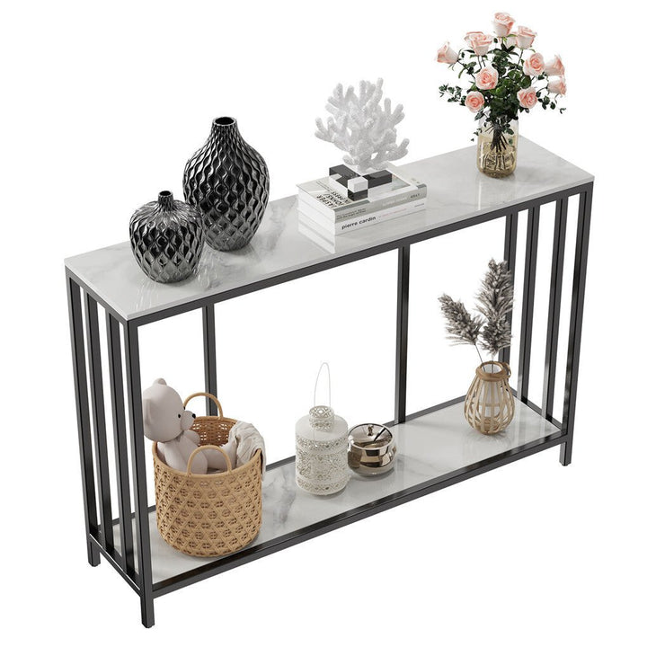 Vela 120cm White &amp; Black 2-Tier Console Table – product view 3