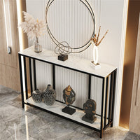 Vela 120cm White & Black 2-Tier Console Table