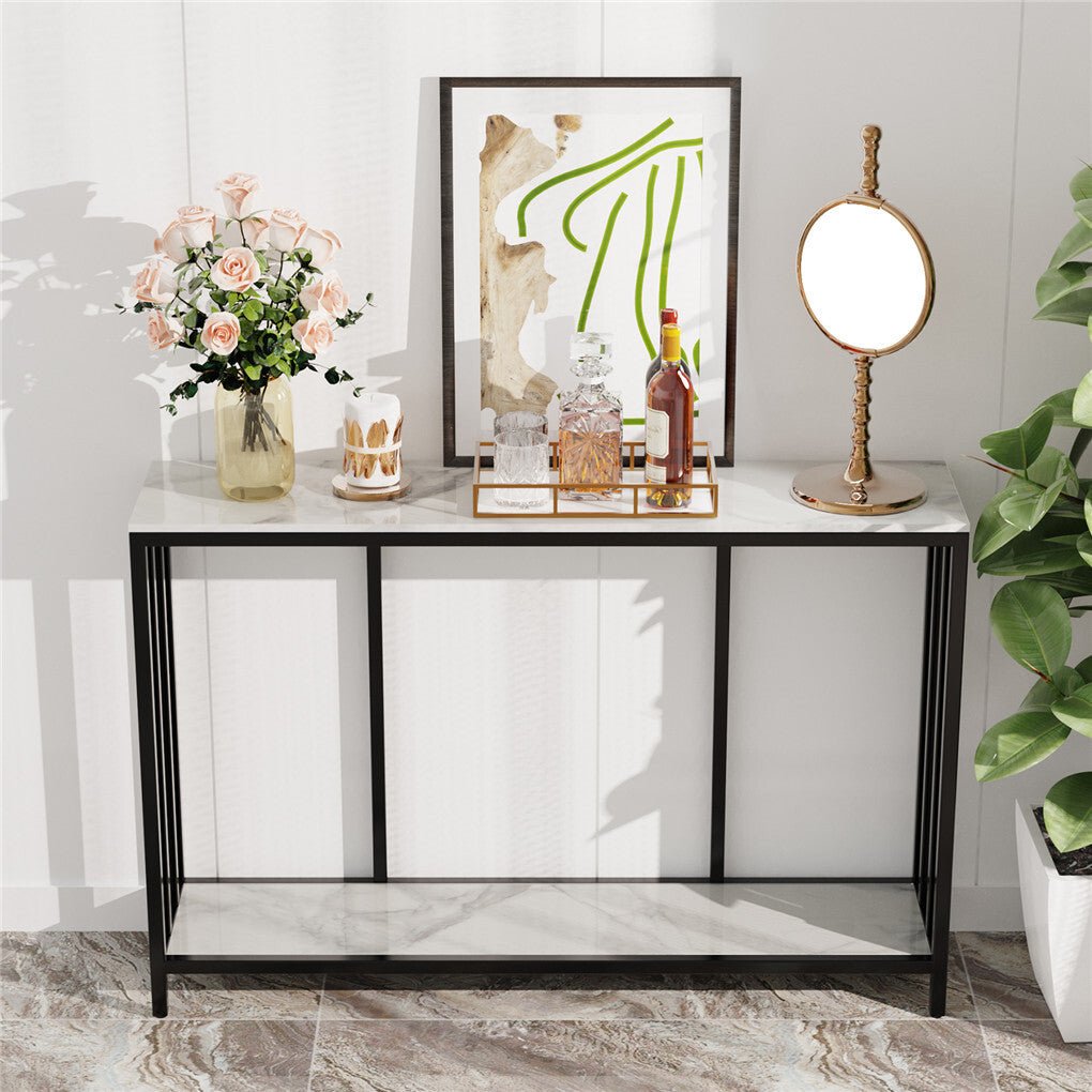 Vela 120cm White &amp; Black 2-Tier Console Table – product view 2