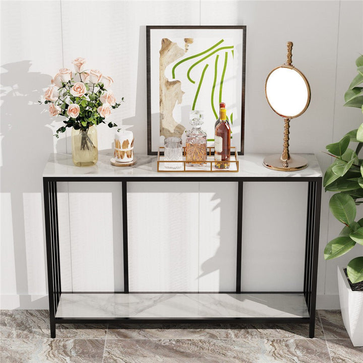 Vela 120cm White &amp; Black 2-Tier Console Table – product view 2