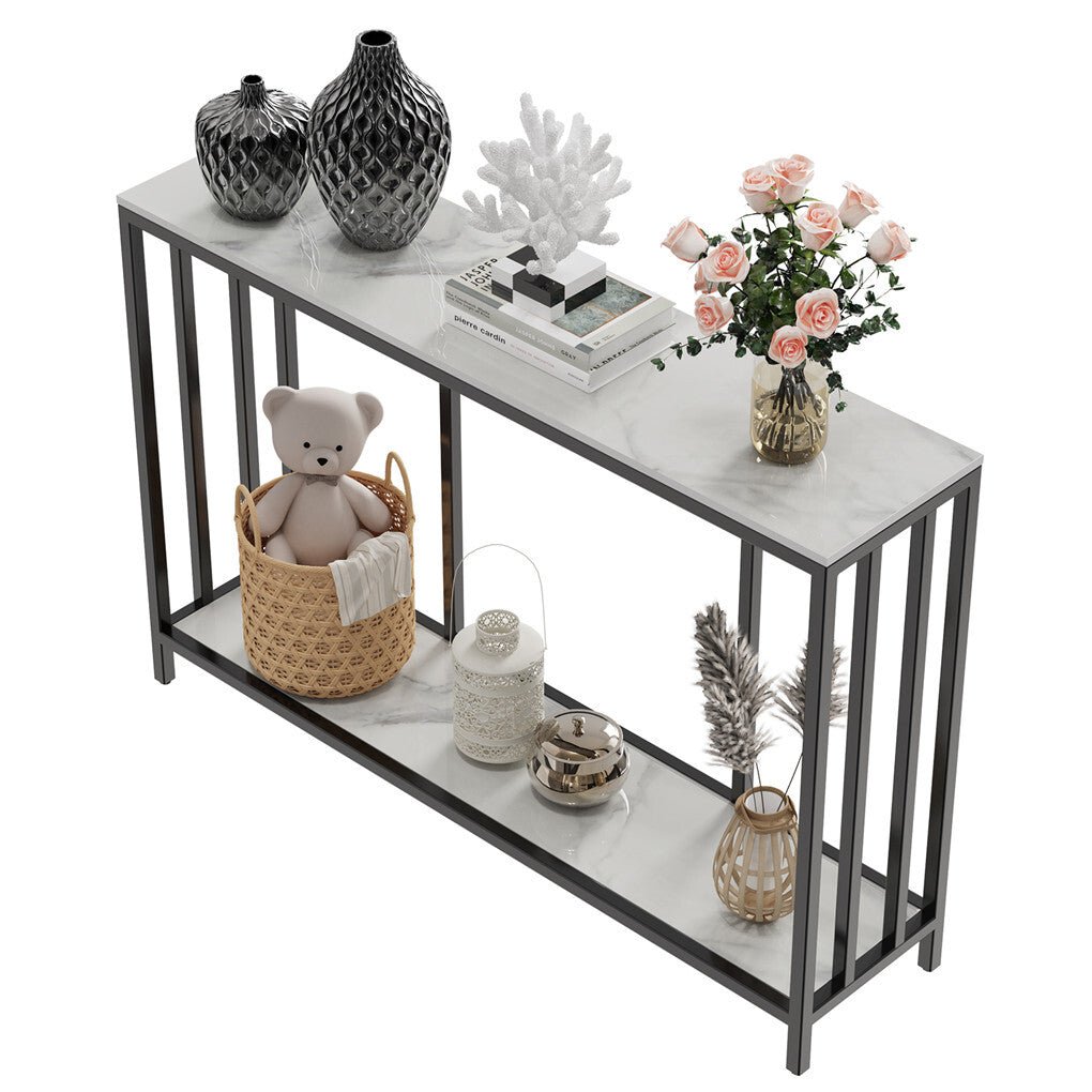 Vela 120cm White &amp; Black 2-Tier Console Table – product view 5