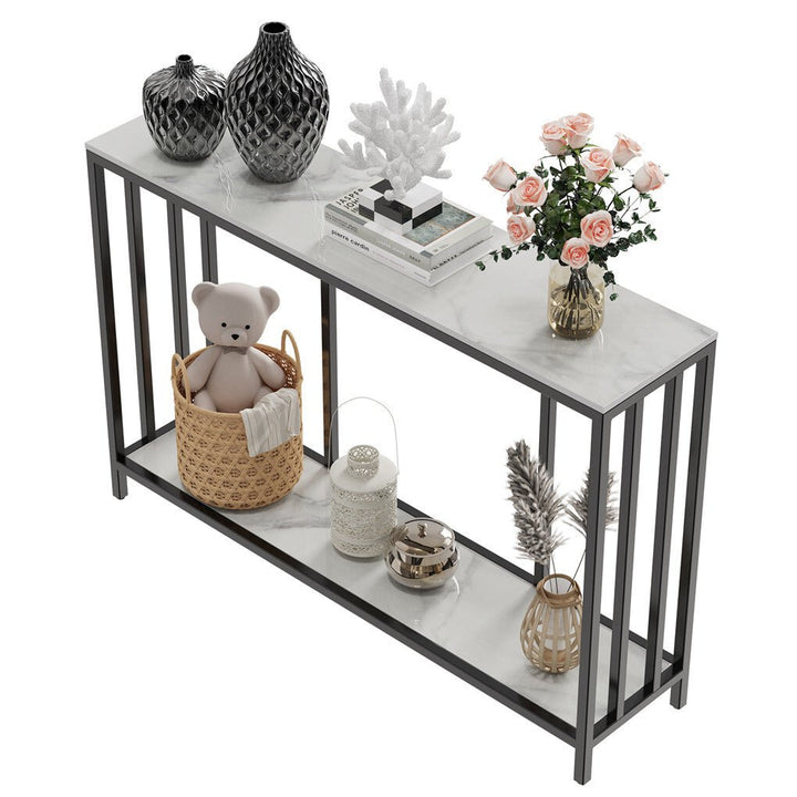 Vela 120cm White &amp; Black 2-Tier Console Table – product view 5