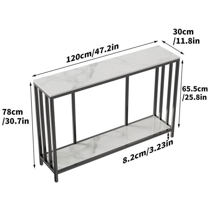 Vela 120cm White &amp; Black 2-Tier Console Table – product view 6