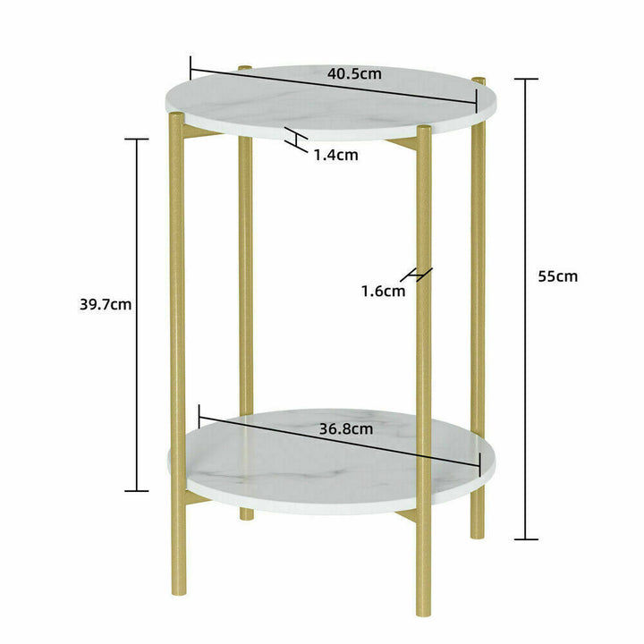 e Store - Marble Sofa Side End Table/Coffee Table with Shelf &amp; Gold Iron Legs