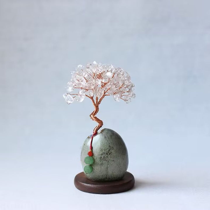 Handcrafted Crystal Money Tree Feng Shui Figurine – White 12cm - Greenora Living