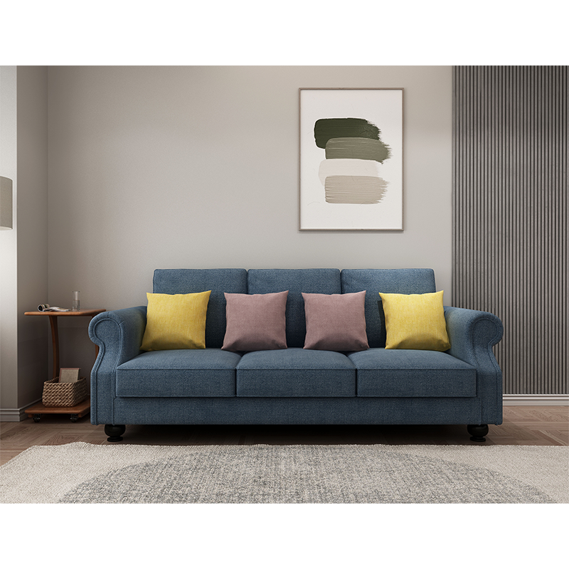 Cozy Cloud 3-Seater Sofa with Solid Wood Frame and 4 Throw Pillows - Greenora Living