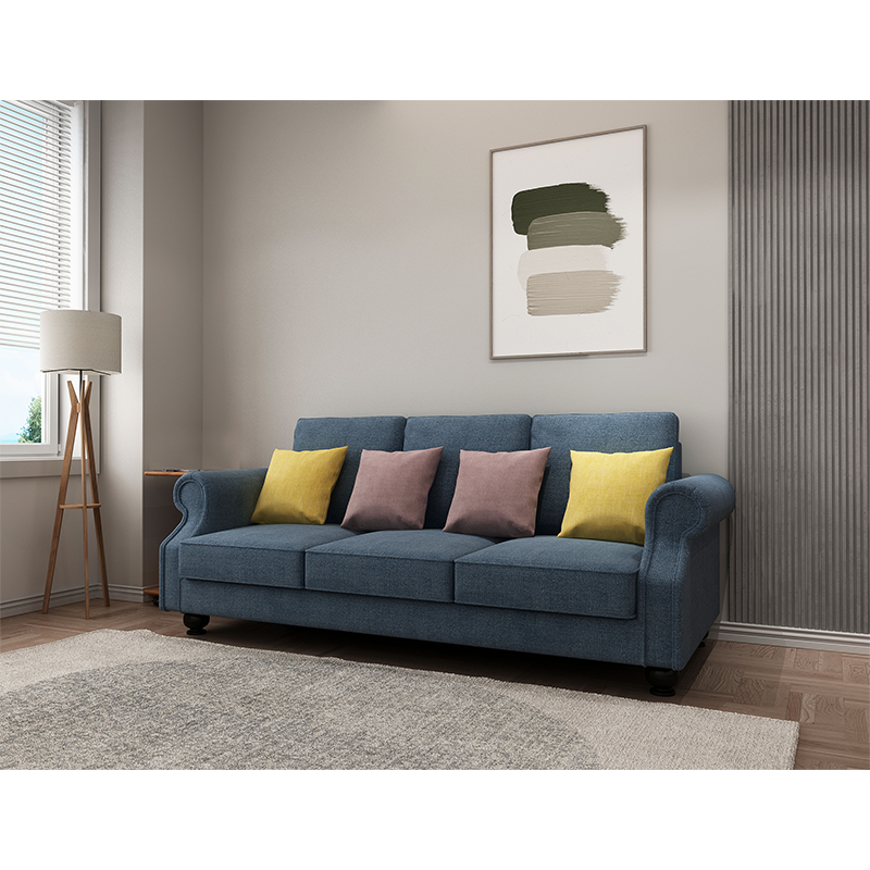 Cozy Cloud 3-Seater Sofa with Solid Wood Frame and 4 Throw Pillows - Greenora Living