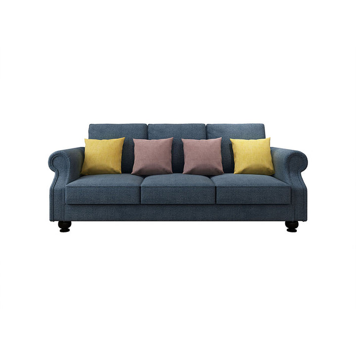 Cozy Cloud 3-Seater Sofa with Solid Wood Frame and 4 Throw Pillows - Greenora Living