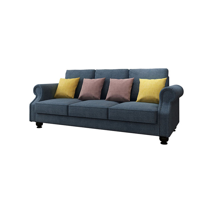 Cozy Cloud 3-Seater Sofa with Solid Wood Frame and 4 Throw Pillows - Greenora Living