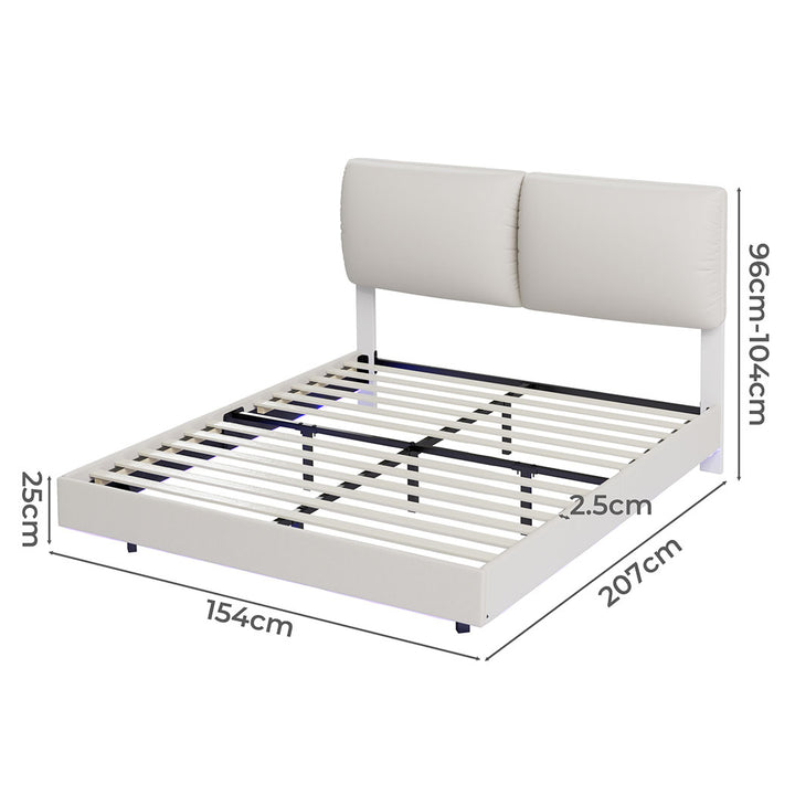 Luna Queen Floating Bed Frame | RGB LED, Tech Fabric, Adjustable Headboard &amp; 300kg Capacity | Greenora Living Australia