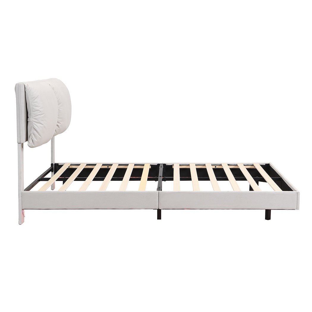 Luna Queen Floating Bed Frame | RGB LED, Tech Fabric, Adjustable Headboard &amp; 300kg Capacity | Greenora Living Australia