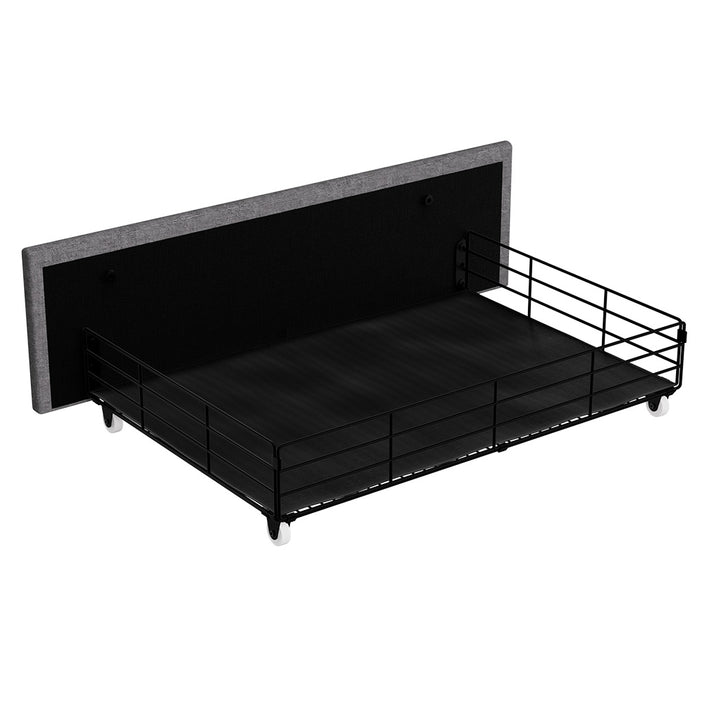 Haven Double Bed Frame | Grey Linen, RGB LED, 4 Storage Drawers &amp; USB Charging | Greenora Living Australia
