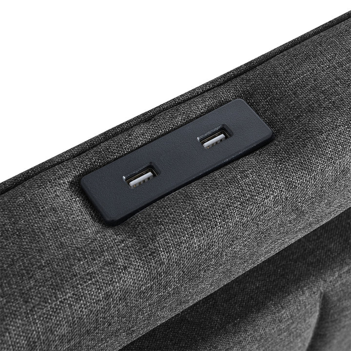 Haven Queen Bed Frame | Grey Linen, RGB LED, 4 Storage Drawers &amp; USB Charging | Greenora Living Australia