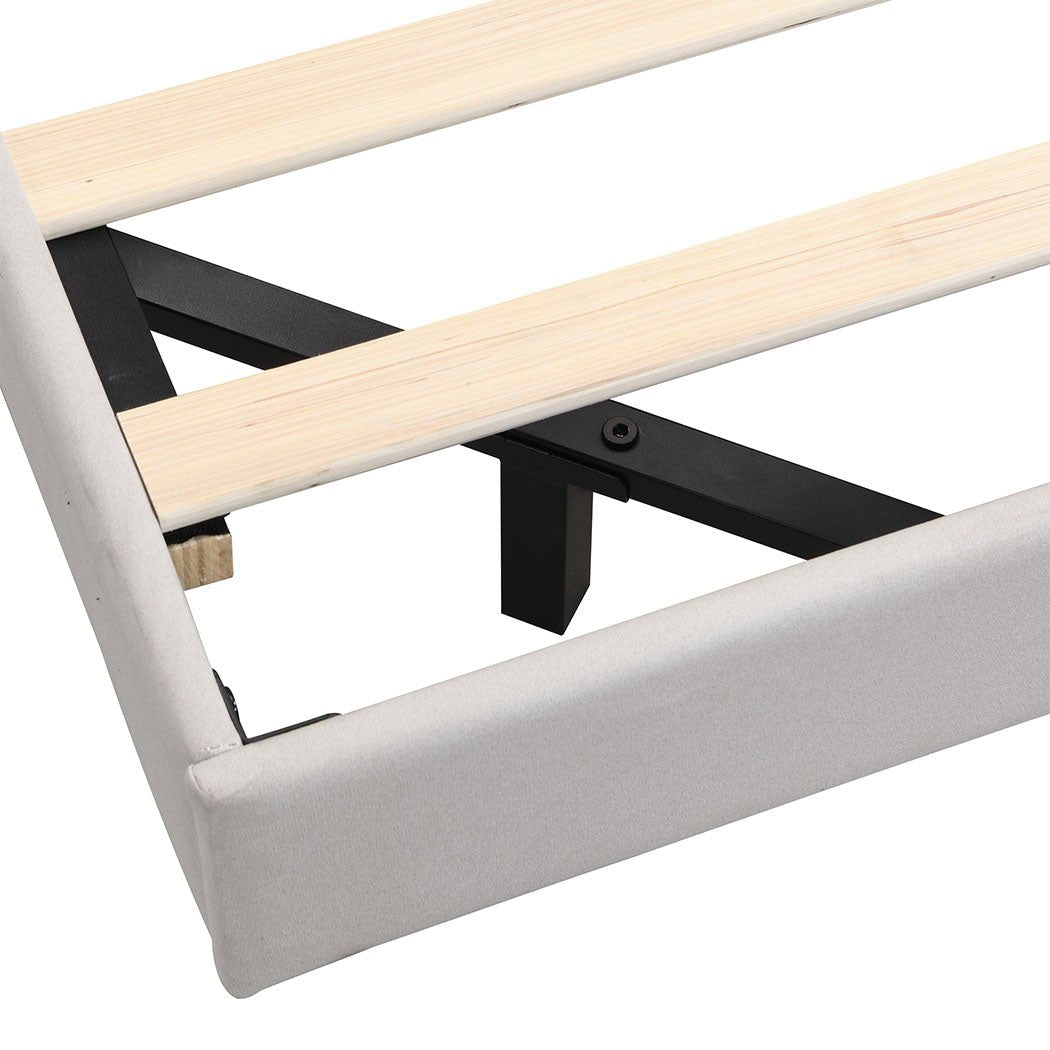 Luna Queen Floating Bed Frame | RGB LED, Tech Fabric, Adjustable Headboard &amp; 300kg Capacity | Greenora Living Australia