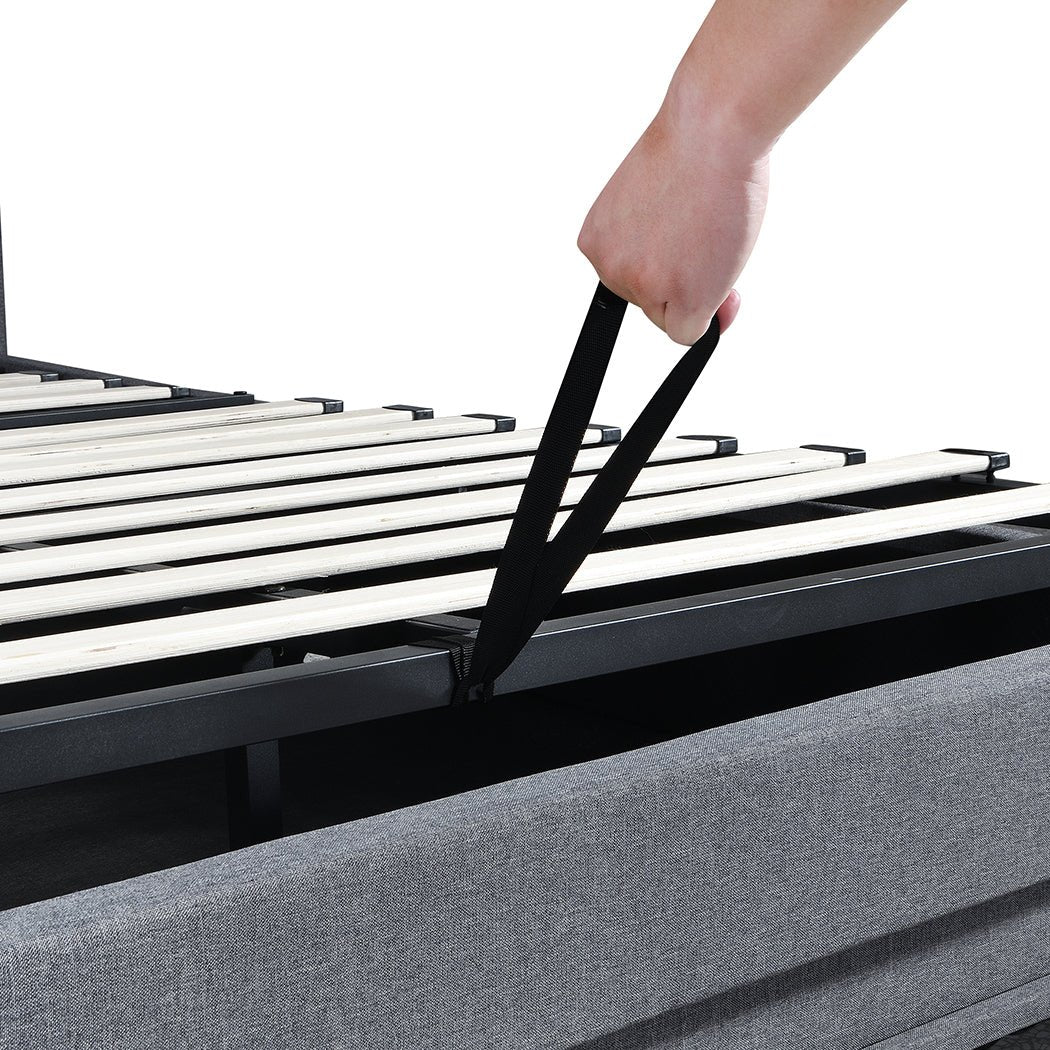 Nova King Bed Frame | Gas Lift Under-Bed Storage, LED Headboard, USB Charging &amp; Side Pocket | Greenora Living Australia